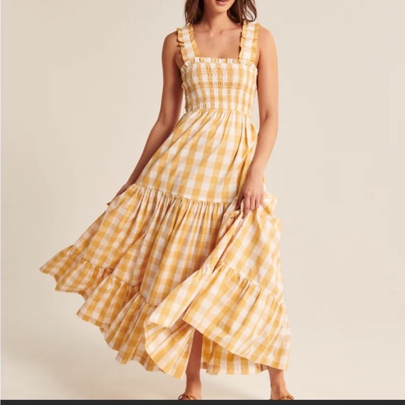 Abercrombie & Fitch Dresses & Skirts - ABERCROMBIE & FITCH SMOCK PLAID GINGHAM DRESS SZ XXS